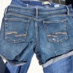 Silver jean shorts boyfriend